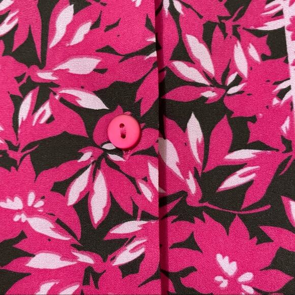 Bob Mackie Hot Pink Sleeveless Button Front Mini Dress Womens Medium Summer - Picture 3 of 9